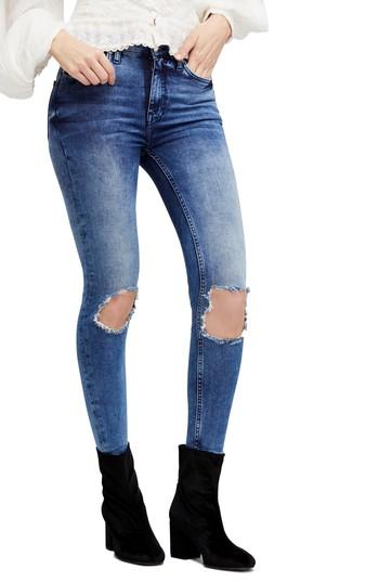 Women's Free People High Waist Ankle Skinny Jeans - Blue/green