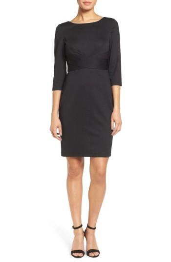 Women's Donna Ricco Textured Wrap Waist Sheath Dress - Black