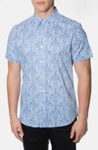 Men's 7 Diamonds 'noble Heart' Trim Fit Print Woven Shirt - Blue