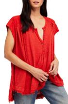 Women's Free People Aster Henley Top, Size - Red