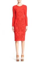 Women's Fuzzi Long Sleeve Geo Lace Sheath Dress