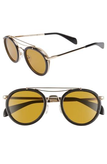 Women's Rag & Bone 55mm Round Aviator Sunglasses - Black/ Matte Black