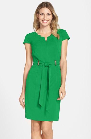 Petite Women's Ellen Tracy Stretch Sheath Dress P - Green