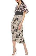 Women's Topshop Mix Floral Midi Dress Us (fits Like 0) - Black