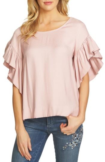 Women's Cece Flutter Sleeve Dot Blouse - Pink