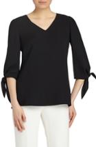 Women's Lafayette 148 New York Kenna Double Silk Georgette Blouse - Black