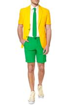 Men's Opposuits 'summer Green & Gold' Trim Fit Short Suit With Tie
