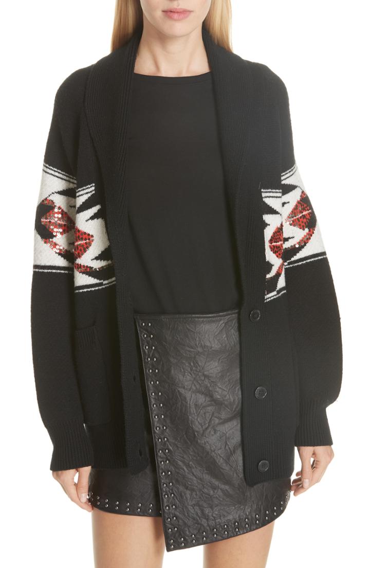 Women's Joie Sequin Patterned Wool Cardigan