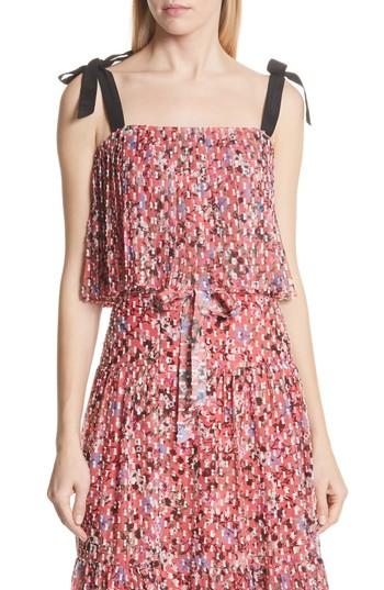 Women's Saloni Jemi Tie Strap Silk Blend Top - Red