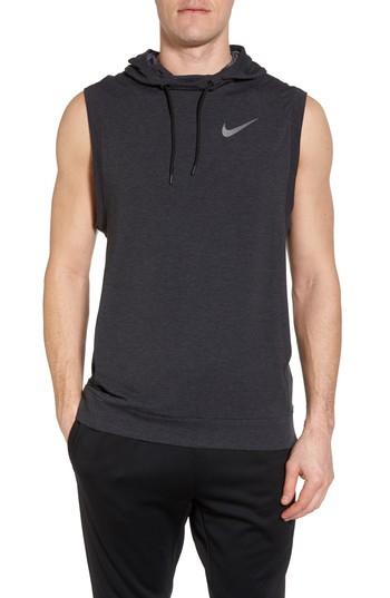 Men's Nike Dry Training Day Sleeveless Hoodie - Black