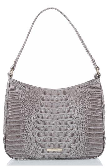 Brahmin Noelle Croc Embossed Leather Hobo Bag - Grey