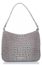 Brahmin Noelle Croc Embossed Leather Hobo Bag - Grey