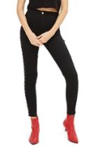 Women's Topshop Joni Side Lace-up Ankle Skinny Jeans X 30 - Black