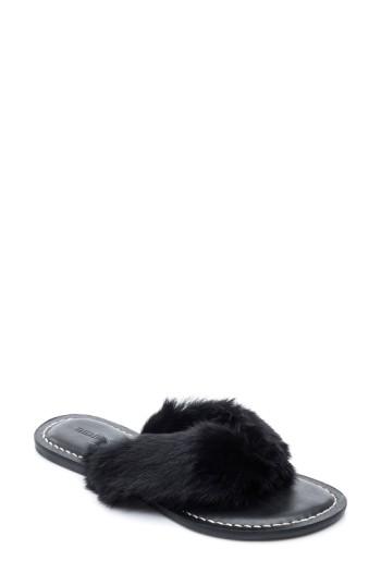 Women's Bernardo Genuine Rabbit Fur Flip Flop