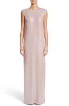 Women's St. John Evening Sequin Silk Georgette Column Gown