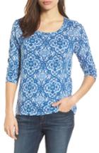 Women's Lucky Brand All Over Print Cotton Blend Top - Blue
