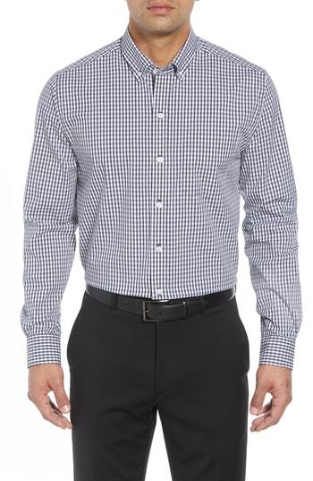 Men's Cutter & Buck Regular Fit Gingham Non-iron Sport Shirt - Blue
