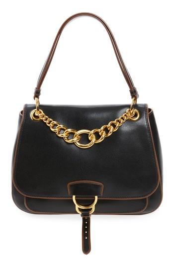 Miu Miu Large Madras Dahlia Leather Shoulder Bag -