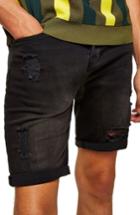 Men's Topman Finch Skinny Fit Ripped Shorts - Black