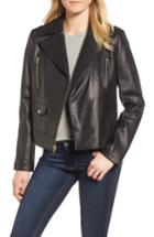 Women's Cole Haan Signature Leather Moto Jacket - Black