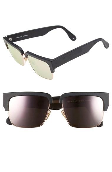 Women's Sunday Somewhere 'little God' 55mm Rectangular Sunglasses - Matte Black/ Rose Gold