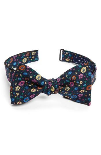Men's The Tie Bar Morrissey Flowers Silk Bow Tie, Size - Blue