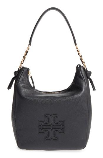 Tory Burch 'harper' Leather Zip Hobo - Black