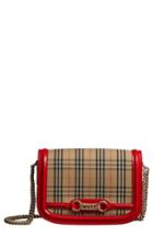 Burberry Vintage Check Link Flap Crossbody Bag - Red