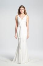 Women's Katie May 'mykonos' Twist Front Crepe De Chine Mermaid Gown - Ivory