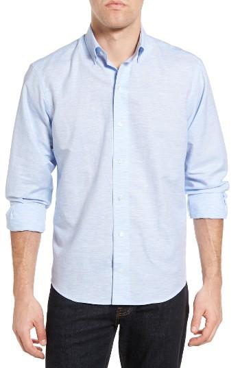 Men's Ledbury The Boughton Classic Fit Linen Blend Sport Shirt - Blue