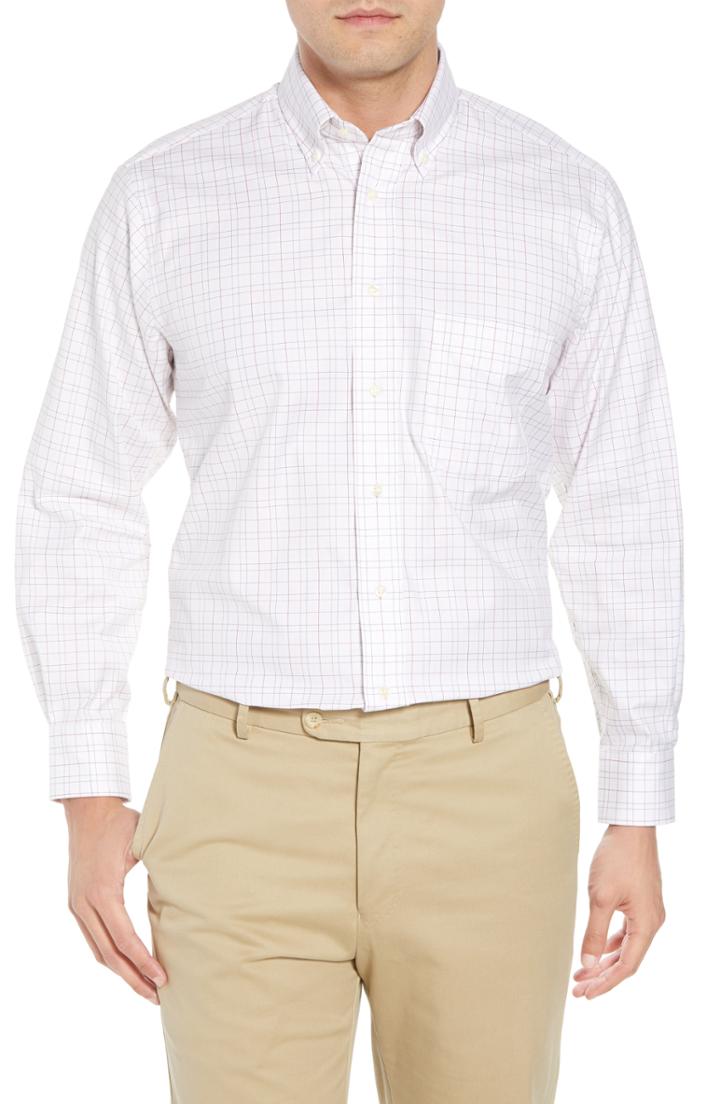 Men's Gitman Tailored Fit Plaid Dress Shirt - 34 - White