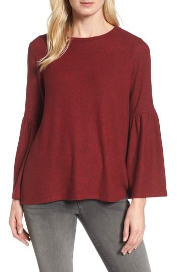 Women's Gibson Bell Sleeve Cozy Fleece Pullover - Red