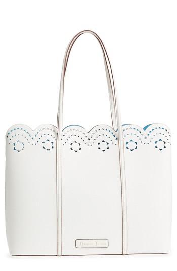 Draper James Solid Scallop Faux Leather Tote - White