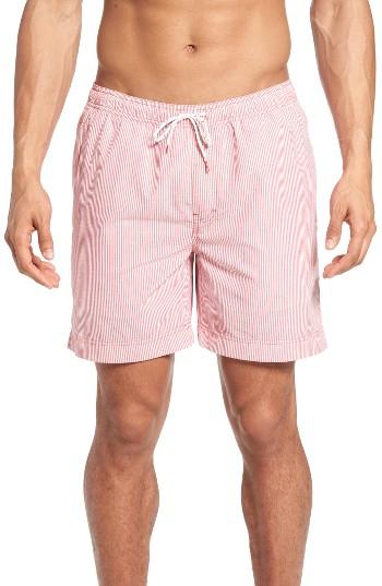 Men's Nordstrom Men's Shop Stripe Swim Trunks - Red