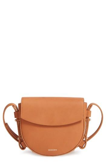 Skagen Mini Lobelle Leather Saddle Bag - Beige