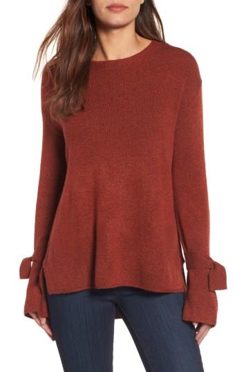 Women's Halogen Tie Bell Sleeve Sweater - Metallic