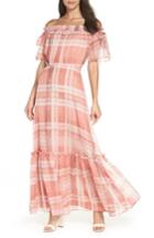 Women's Lenon Plaid Off The Shoulder Maxi Dress