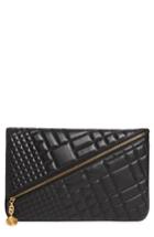 Versace Oversized Quilted Leather Clutch - Black