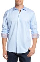 Men's Bugatchi Classic Fit Diamond Print Sport Shirt, Size - Blue