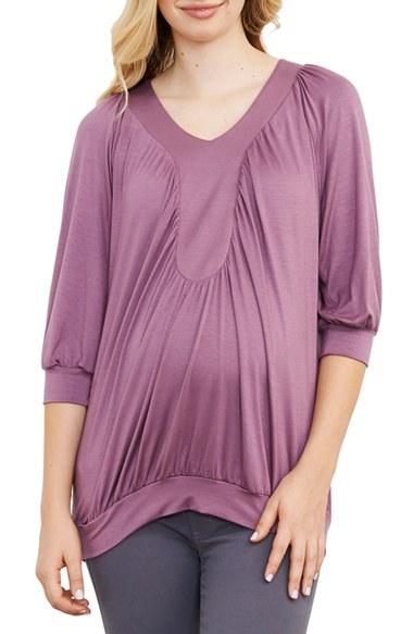 Women's Maternal America Draped Nursing Top - Purple