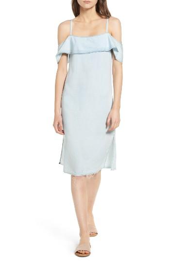 Women's 7 For All Mankind Chambray Off The Shoulder Dress - Blue