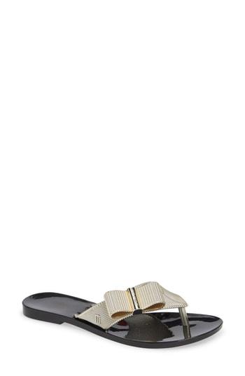 Women's Melissa + Jason Wu Girl Chrome Flip Flop M - Black