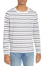 Men's Club Monaco Trim Fit Variegated Stripe Crewneck Sweater - White
