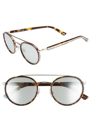 Women's Web 52mm Aviator Sunglasses - Colored Havana/ Blue Mirror