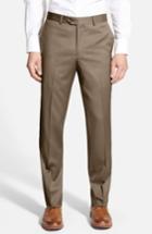 Men's Nordstrom Men's Shop Flat Front Wool Trousers - Brown