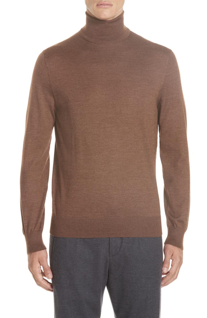 Men's Ermenegildo Zegna Cashmere & Silk Turtleneck Sweater Us / 52 Eu - Beige