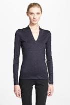 Women's Akris Long Sleeve Silk Jersey Blouse - Blue