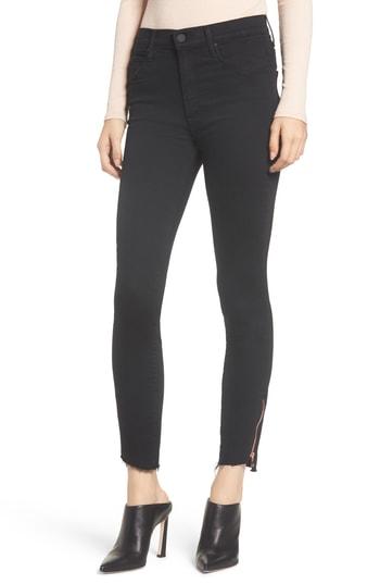Women's Mother The Stunner High Waist Zip Step Hem Skinny Jeans - Black