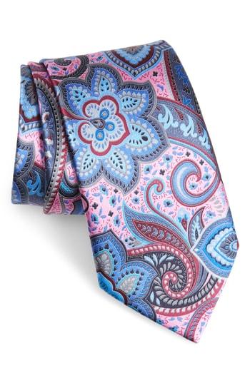 Men's Ermenegildo Zenga Quindici + Quindici Paisley Silk Tie, Size - Pink