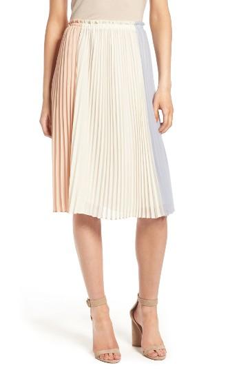 Women's June & Hudson Colorblock Pleat Skirt - Pink